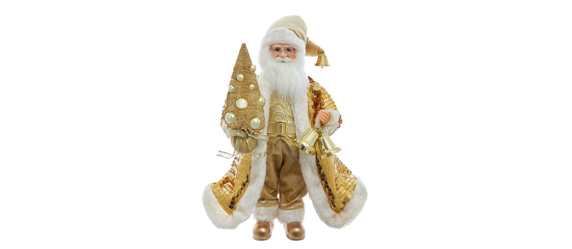 18-Inch KSA Kringle Standing Gold Santa with Tree