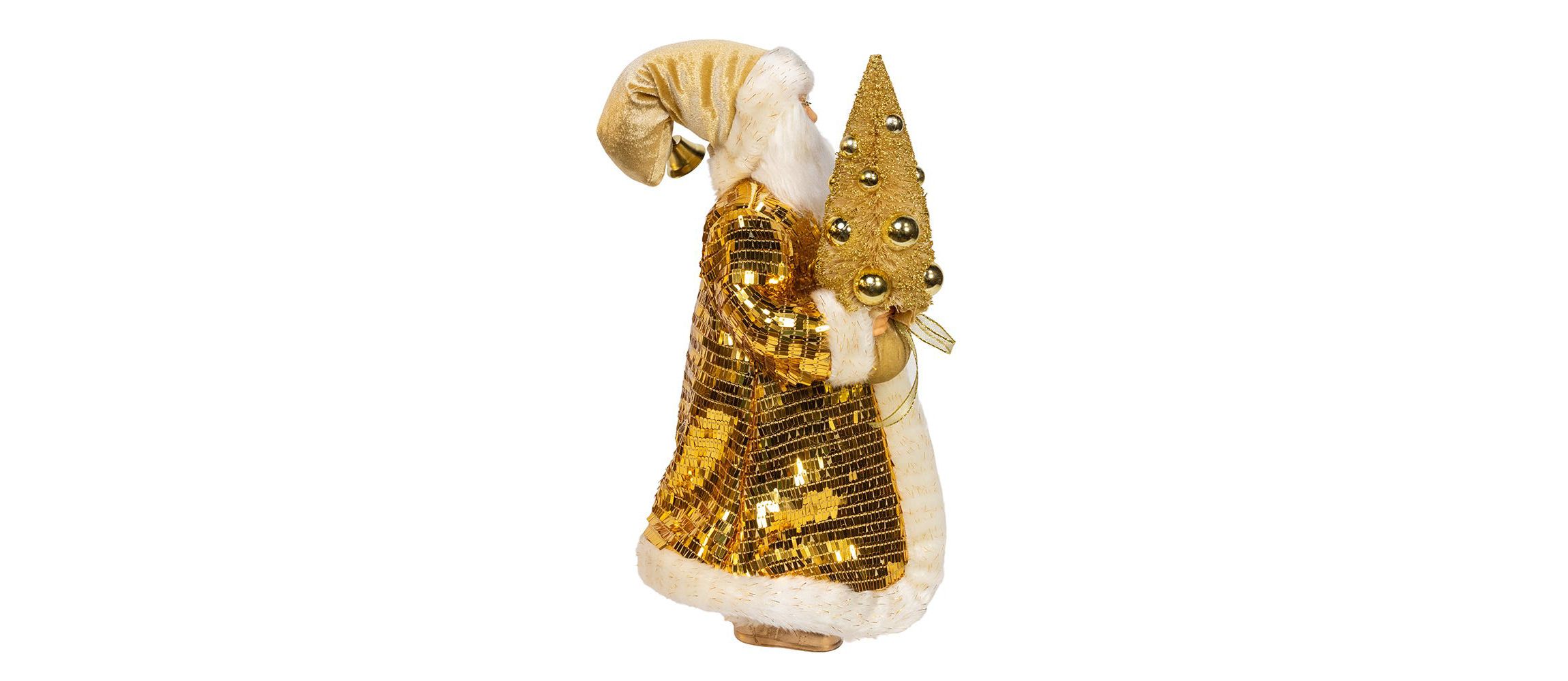 18-Inch KSA Kringle Standing Gold Santa with Tree