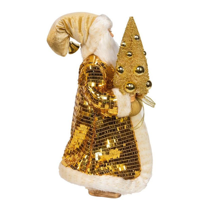 18-Inch KSA Kringle Standing Gold Santa with Tree