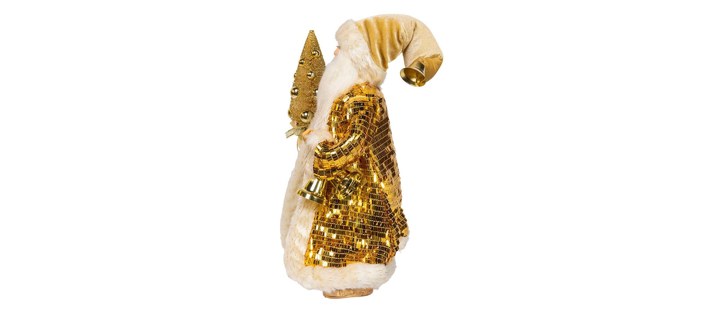 18-Inch KSA Kringle Standing Gold Santa with Tree