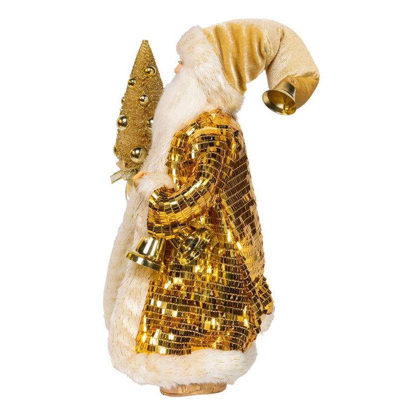 18-Inch KSA Kringle Standing Gold Santa with Tree
