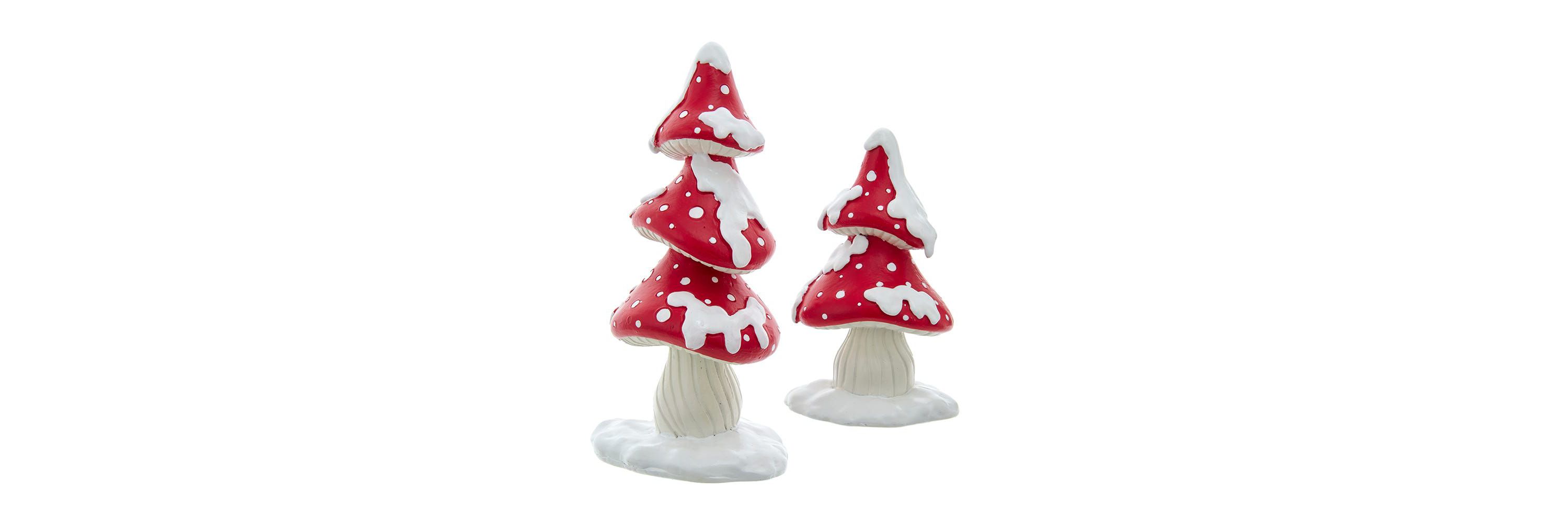 Kurt Adler 4.6-6.6 Inch Merry Little Mushroom Trees 2-Piece Set
