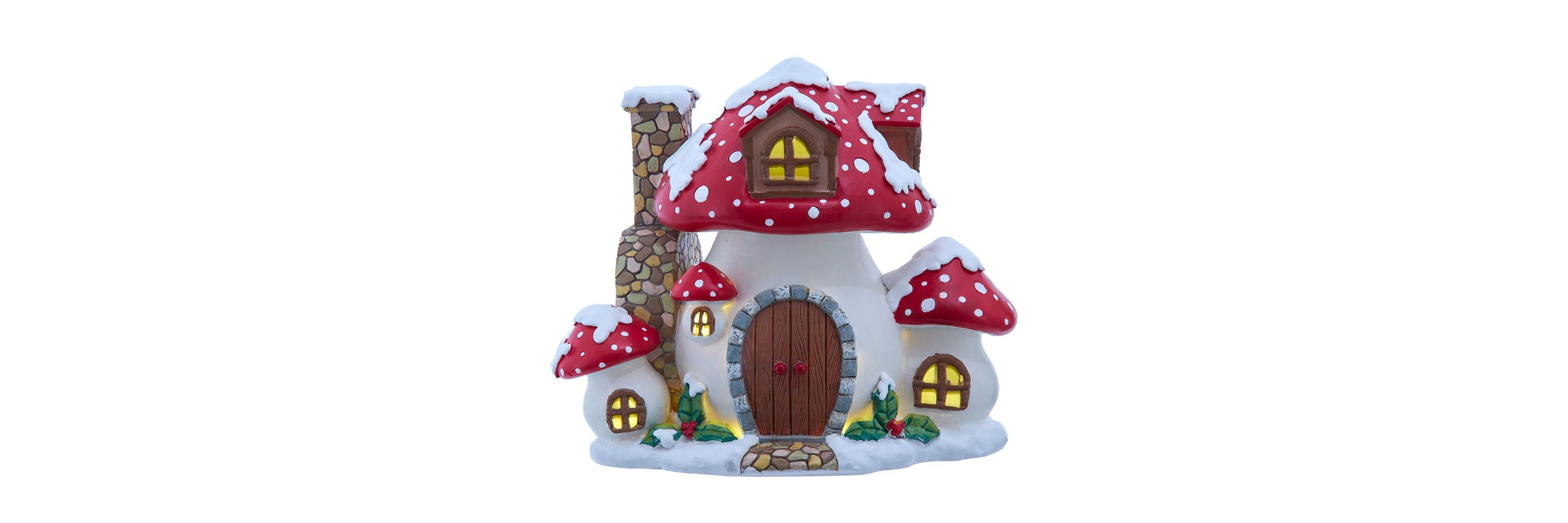 Kurt Adler 8.5-Inch Merry Little Mushrooms Cottage Tabletop