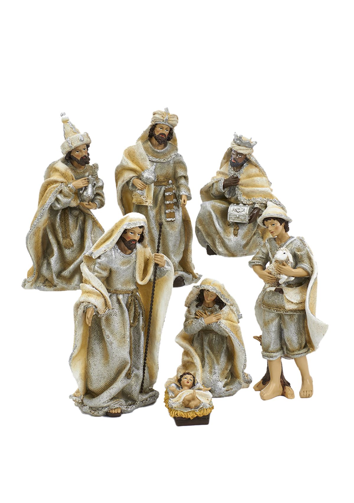 3 Inch to 11.25 Inch Resin Nativity Table Piece Set, 7 Pieces