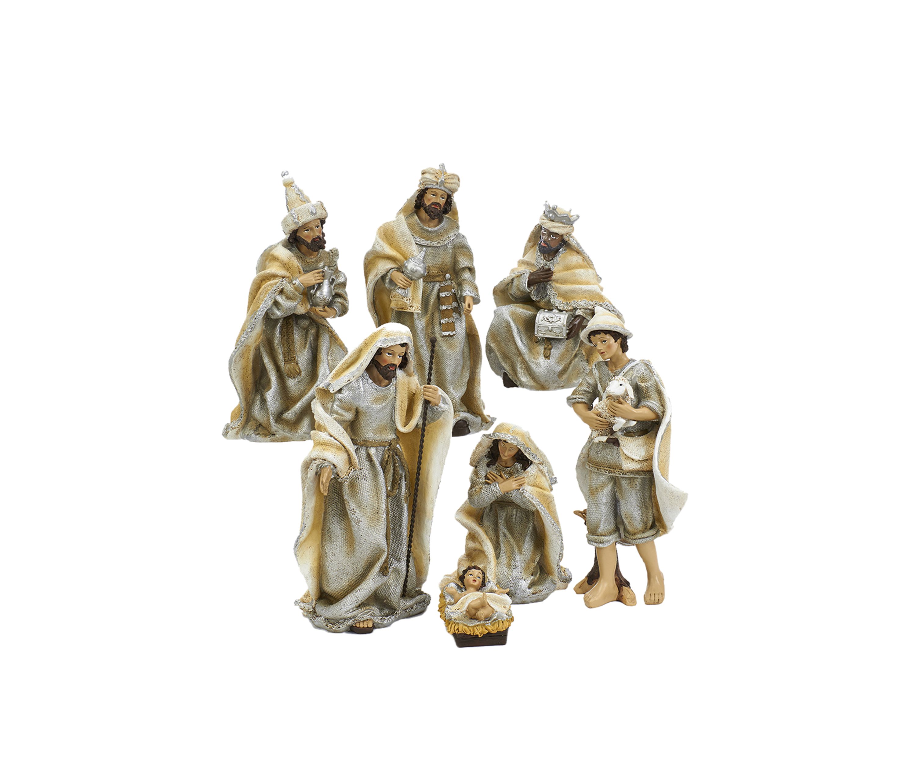 3 Inch to 11.25 Inch Resin Nativity Table Piece Set, 7 Pieces