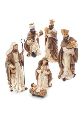 Glittered Nativity - 6 Piece Set