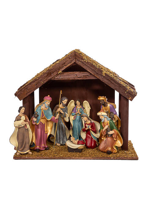 6.25-Inch Nativity Set with 11-Inch Stable, 8 Piece Set