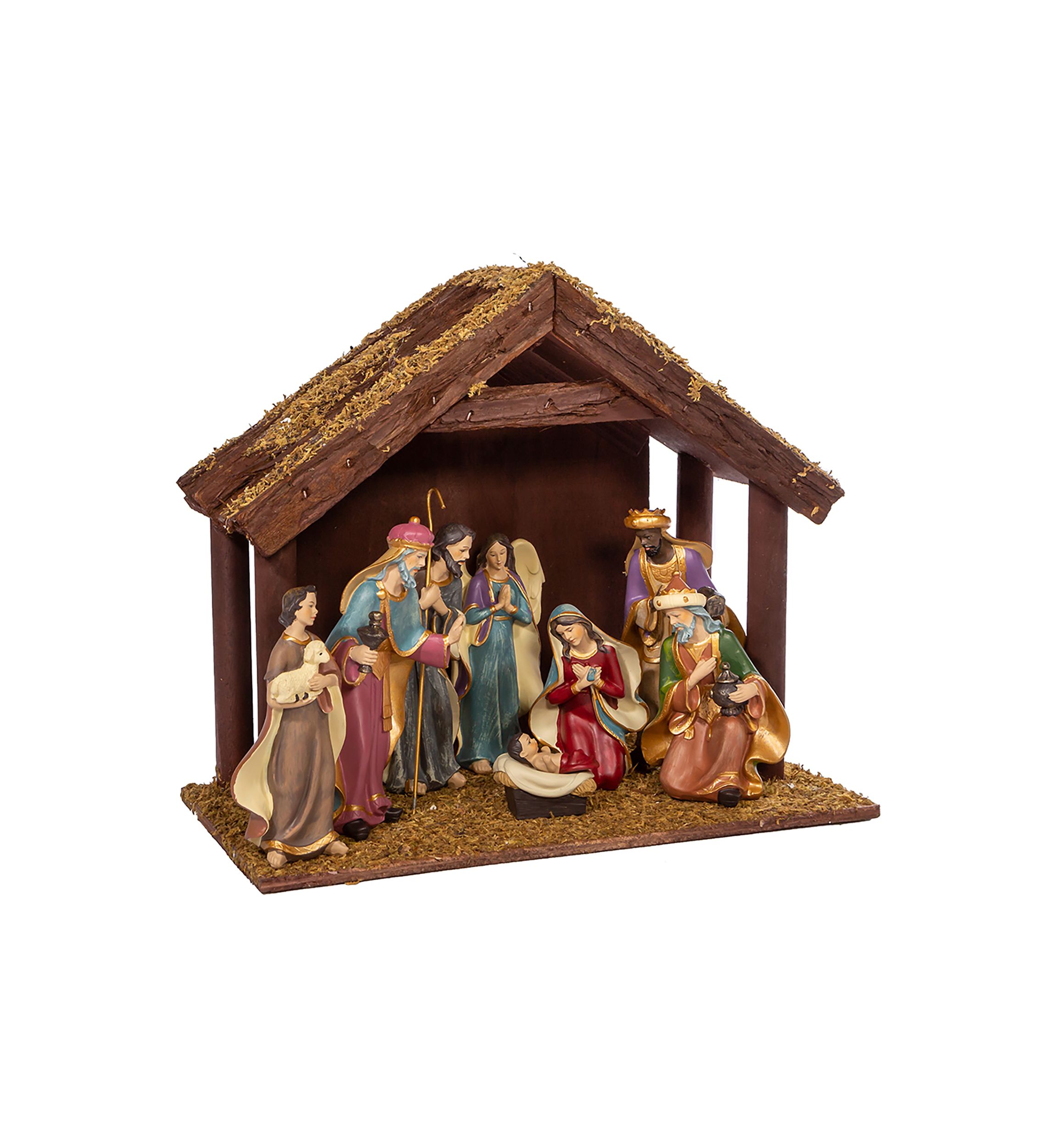 6.25-Inch Nativity Set with 11-Inch Stable, 8 Piece Set