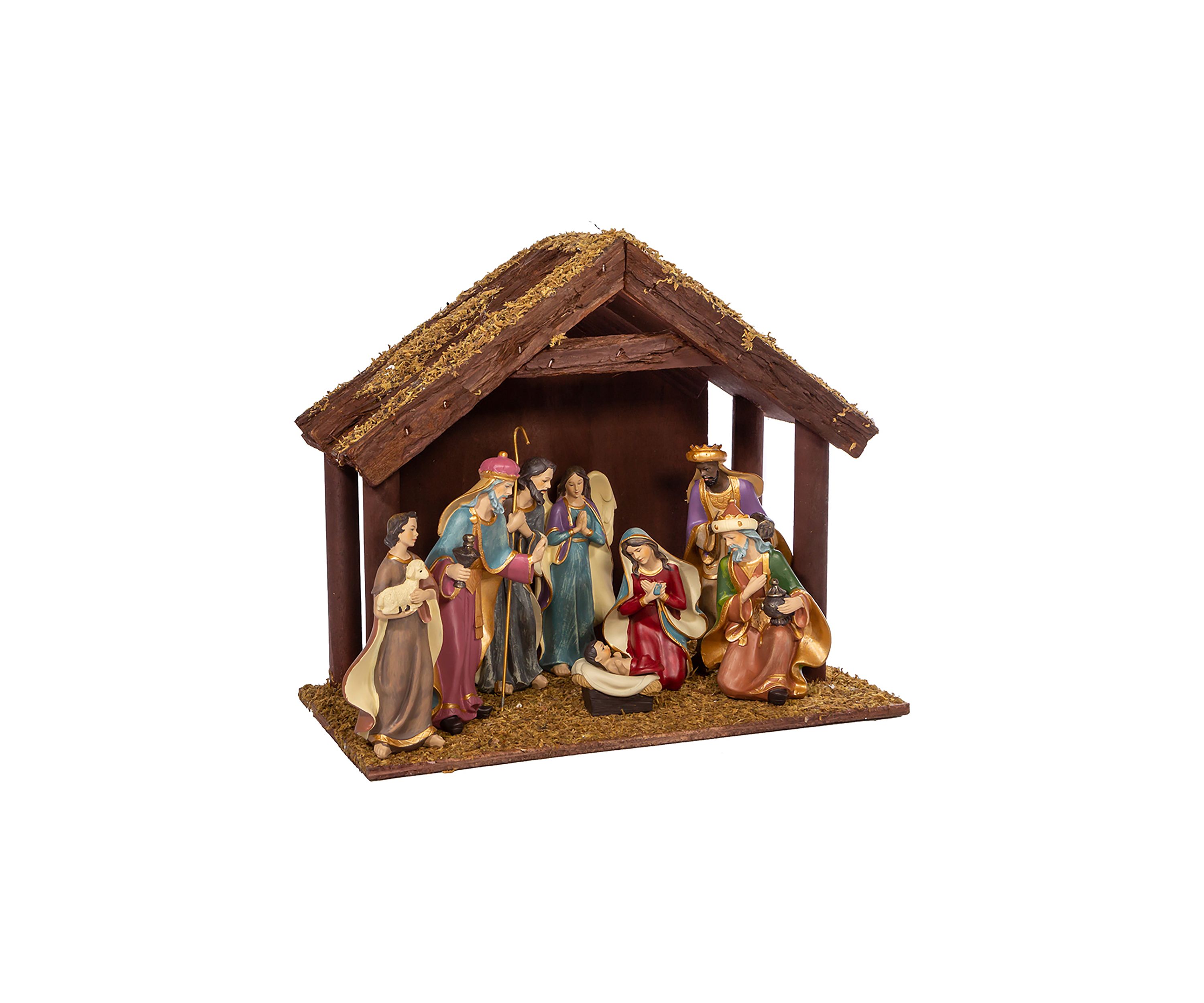 6.25-Inch Nativity Set with 11-Inch Stable, 8 Piece Set