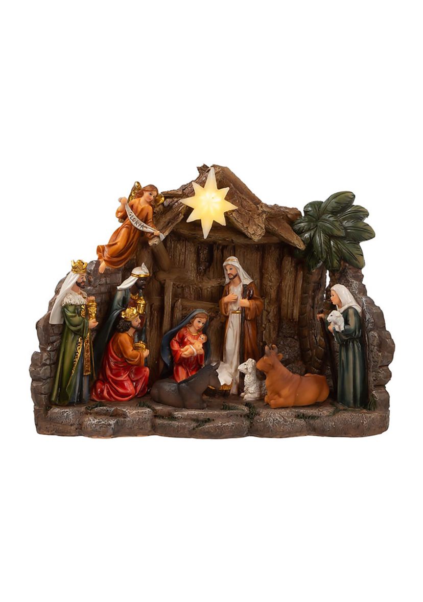 10.4-Inch Battery Operated Light-Up Nativity Table Piece