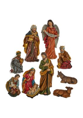 Kurt S. Adler 12.5-Inch Nativity Figurines Table Piece, 10-Piece Set