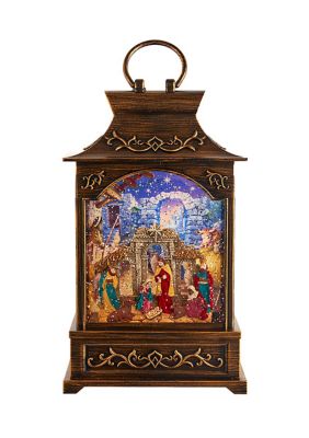 Kurt S. Adler 11-Inch Battery Operated Warm White LED Lighted Nativity Lantern, Black