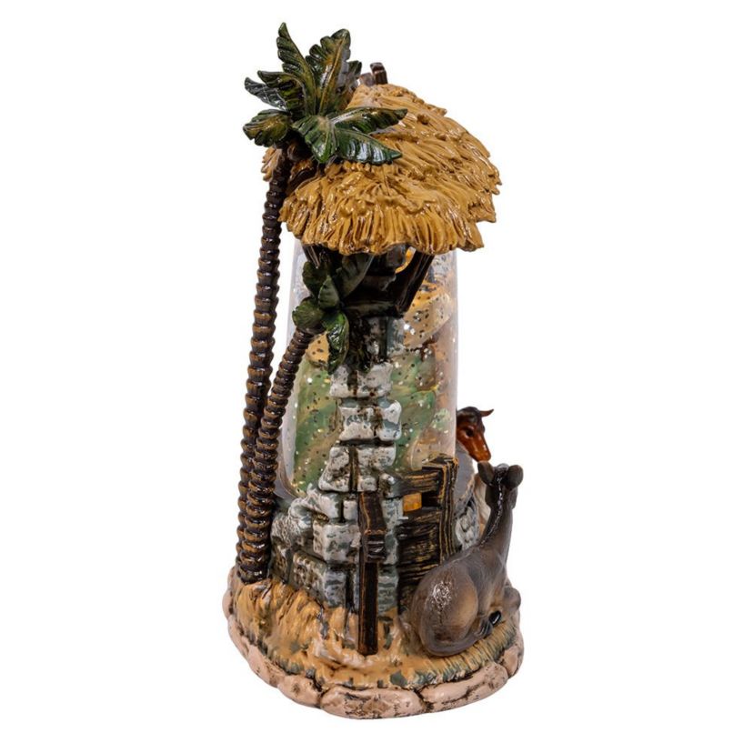 8-Inch Battery-Operated USB Lighted Nativity Scene with Spinning Glitter Water Globe