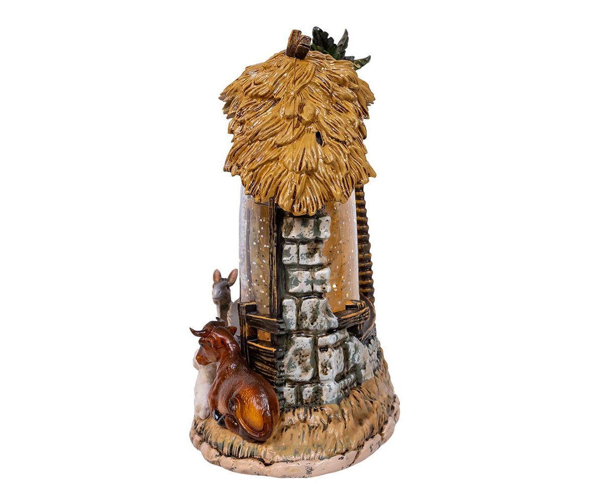 8-Inch Battery-Operated USB Lighted Nativity Scene with Spinning Glitter Water Globe