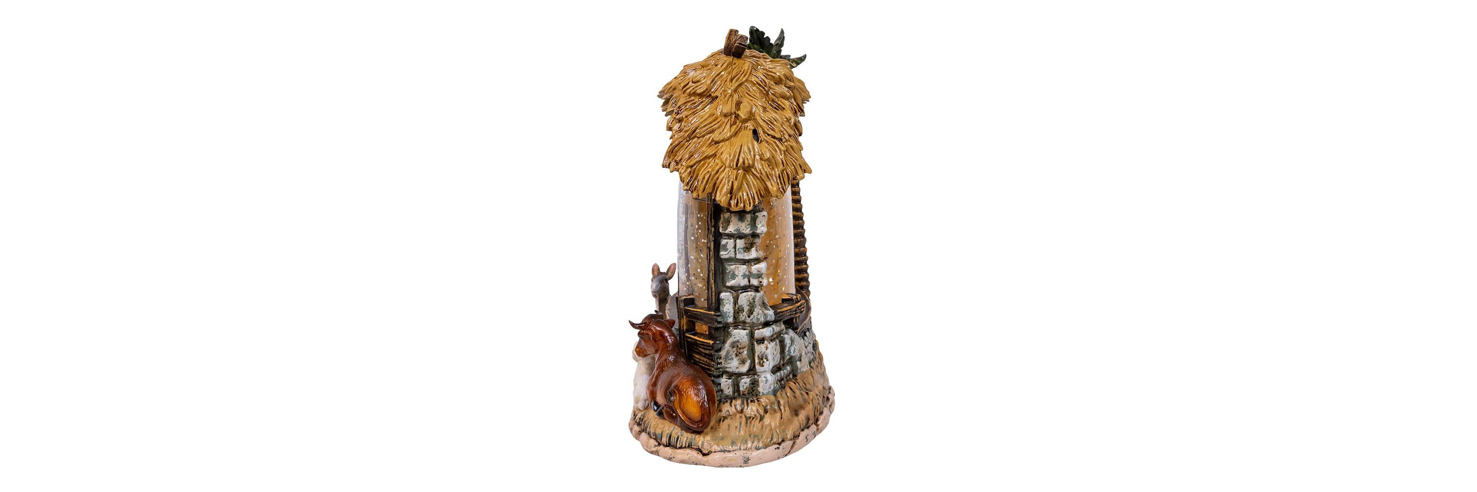 8-Inch Battery-Operated USB Lighted Nativity Scene with Spinning Glitter Water Globe