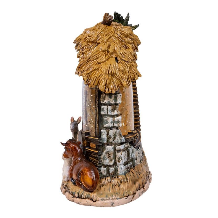 8-Inch Battery-Operated USB Lighted Nativity Scene with Spinning Glitter Water Globe