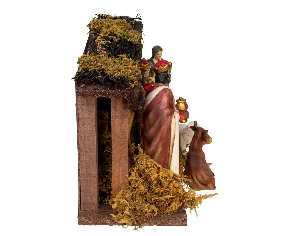 1.25-5.25-Inch Porcelain Nativity Figures With Wooden Stable, 9-Pieces