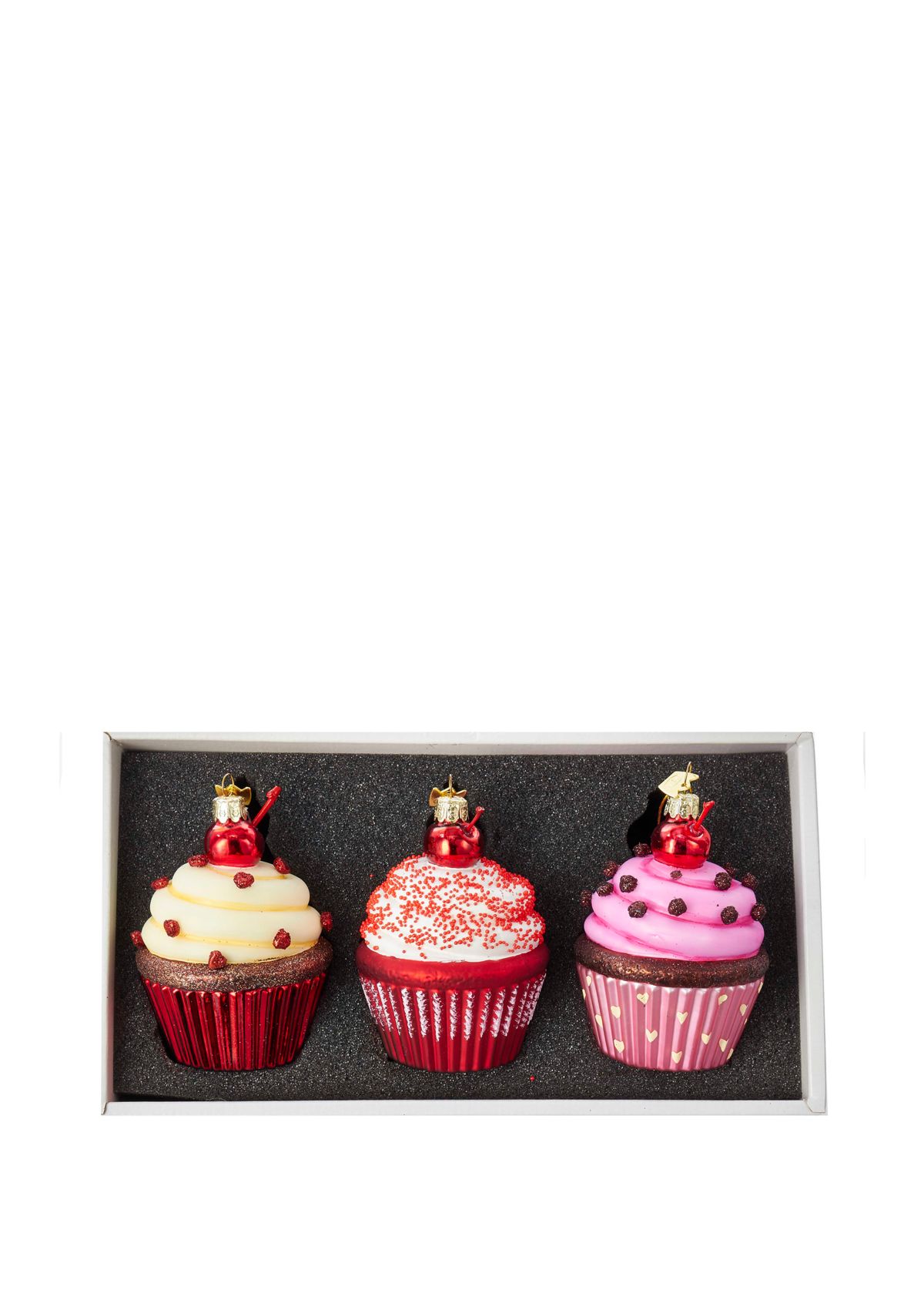 Noble Gems Cupcake Glass Ornament Set 3-Piece Box Set