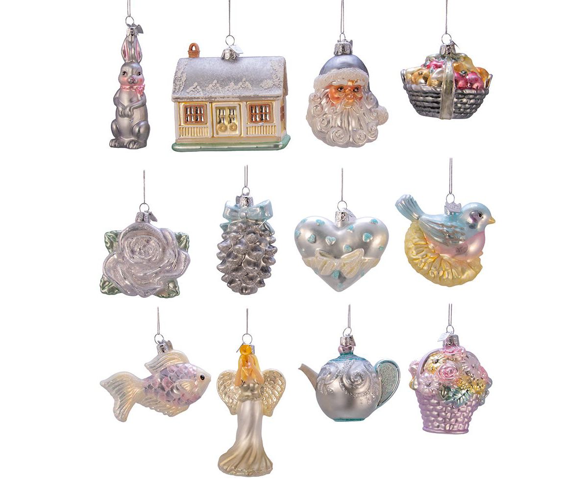 Kurt Adler 3-4.375-Inch Noble Gems Newlyweds Glass Tree Box, Set of 12