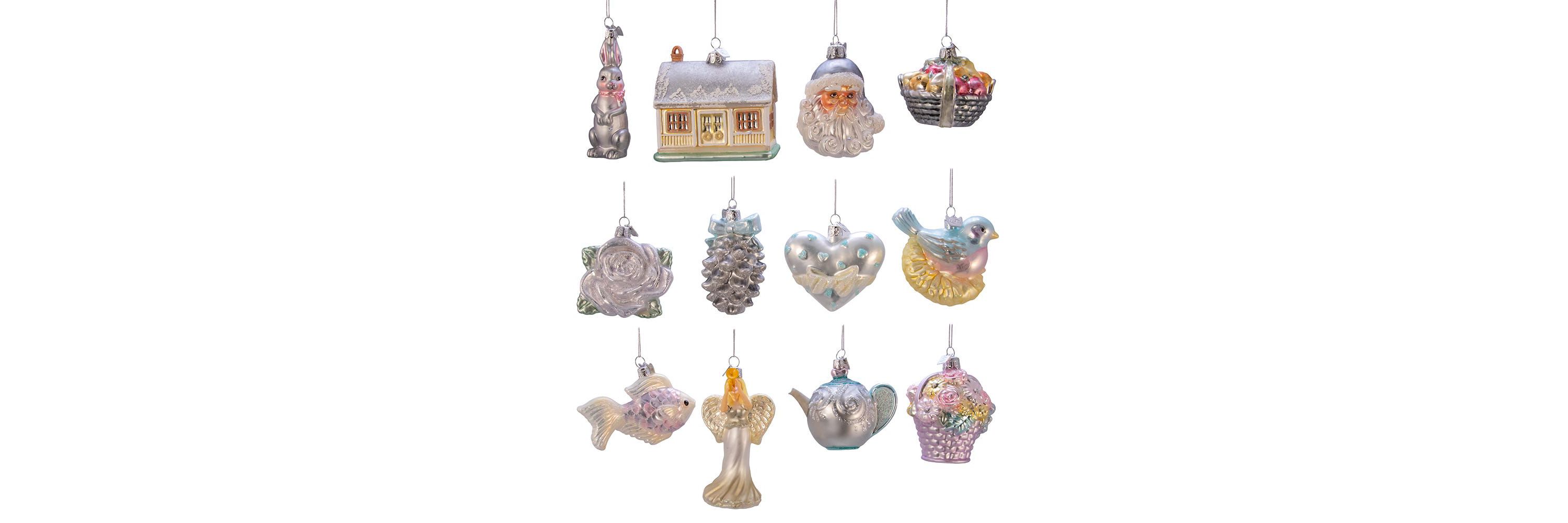 Kurt Adler 3-4.375-Inch Noble Gems Newlyweds Glass Tree Box, Set of 12
