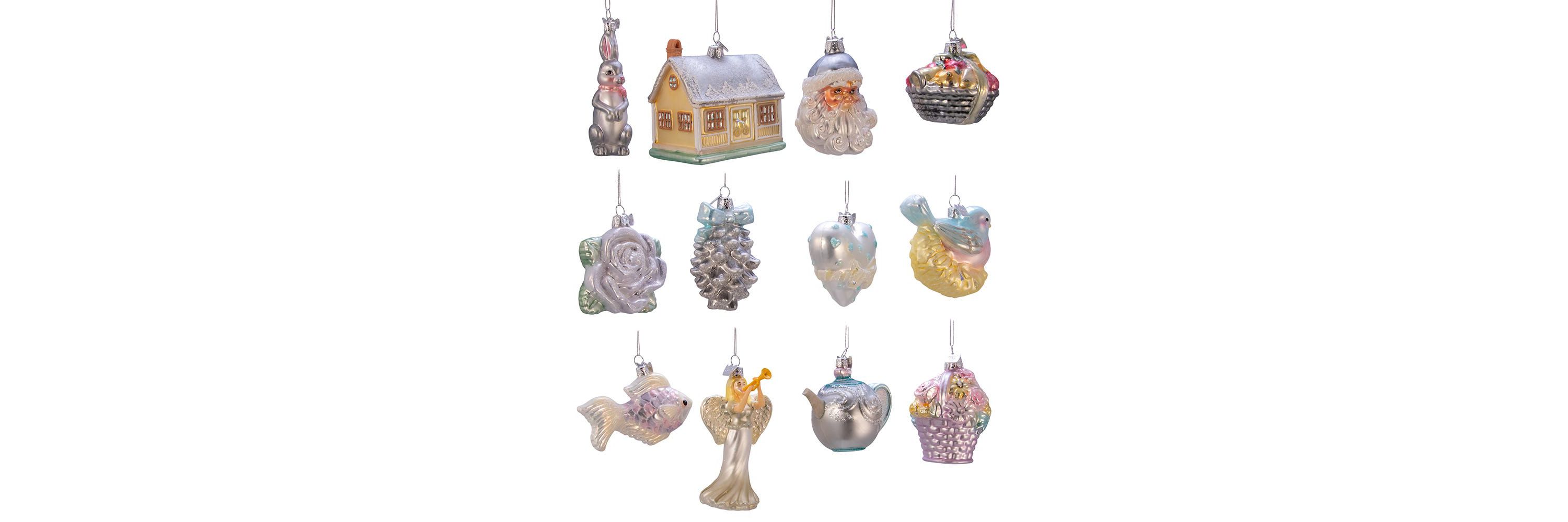 Kurt Adler 3-4.375-Inch Noble Gems Newlyweds Glass Tree Box, Set of 12