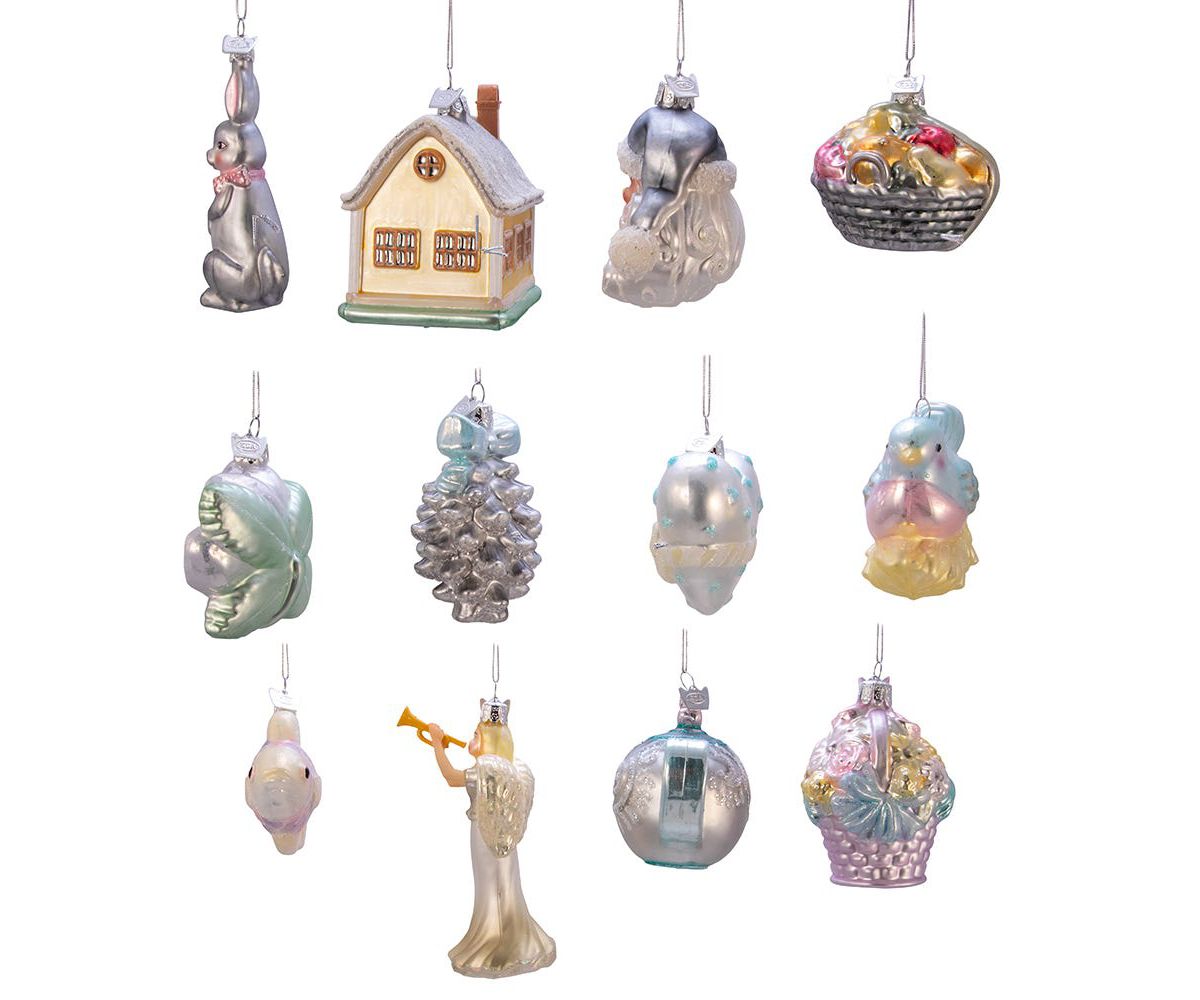 Kurt Adler 3-4.375-Inch Noble Gems Newlyweds Glass Tree Box, Set of 12