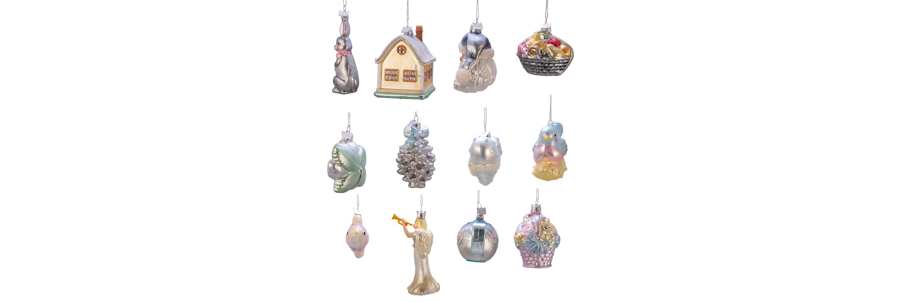 Kurt Adler 3-4.375-Inch Noble Gems Newlyweds Glass Tree Box, Set of 12