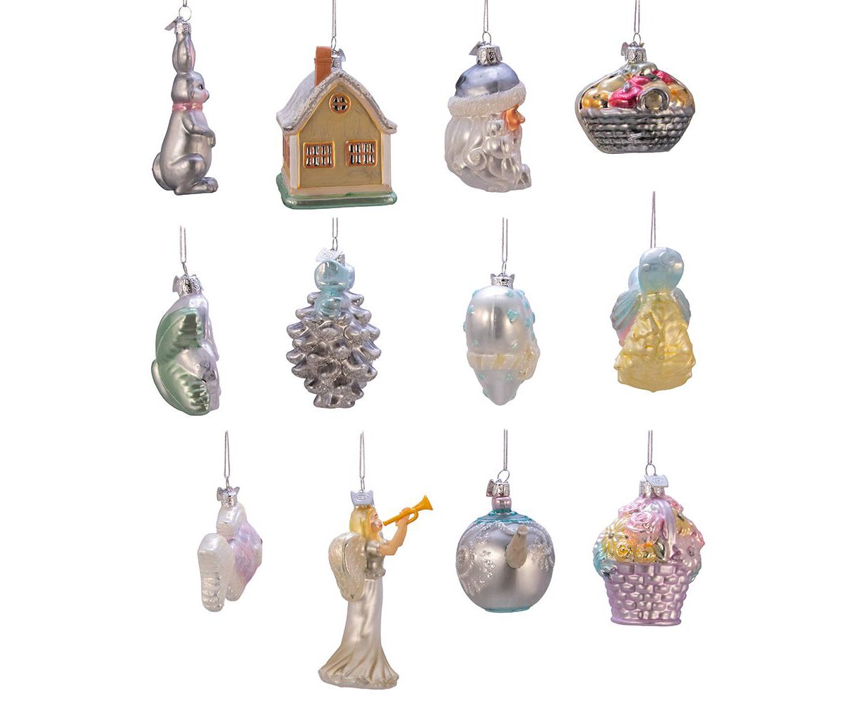 Kurt Adler 3-4.375-Inch Noble Gems Newlyweds Glass Tree Box, Set of 12