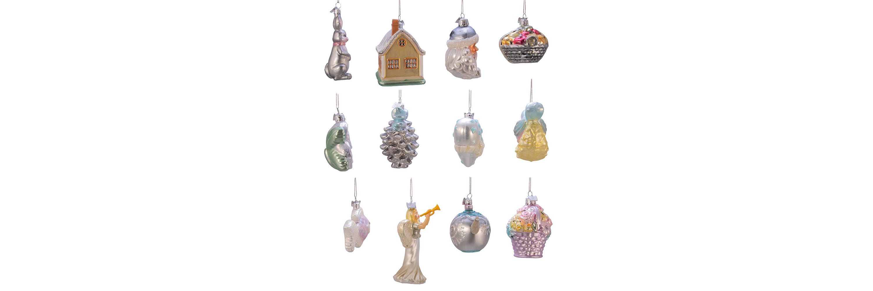 Kurt Adler 3-4.375-Inch Noble Gems Newlyweds Glass Tree Box, Set of 12