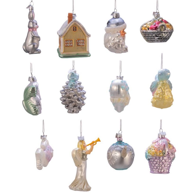 Kurt Adler 3-4.375-Inch Noble Gems Newlyweds Glass Tree Box, Set of 12