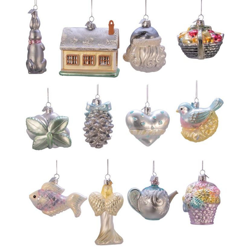 Kurt Adler 3-4.375-Inch Noble Gems Newlyweds Glass Tree Box, Set of 12