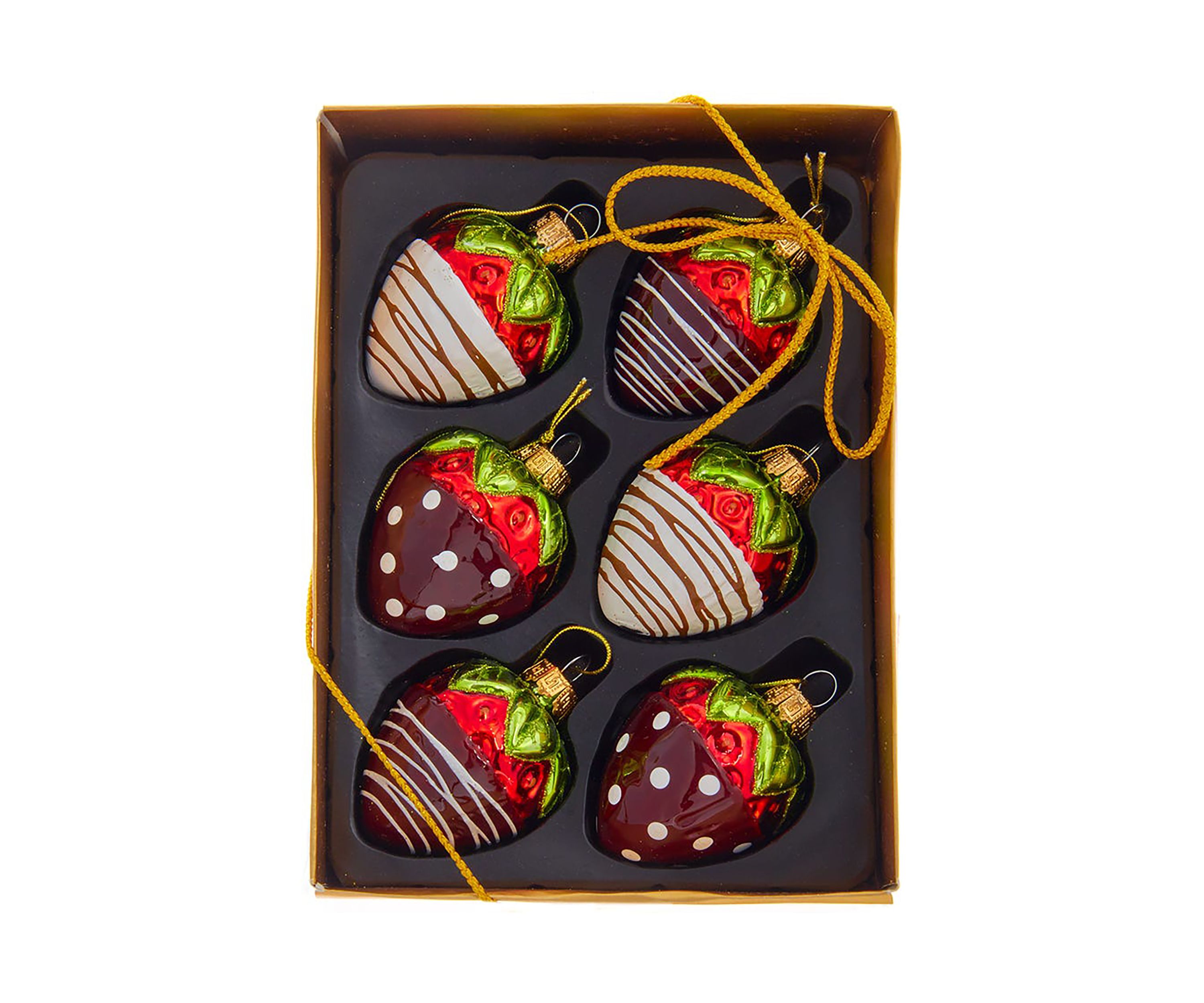 2.36-Inch Noble Gems™ Glass Chocolate Strawberry Ornaments, 6-Piece Box