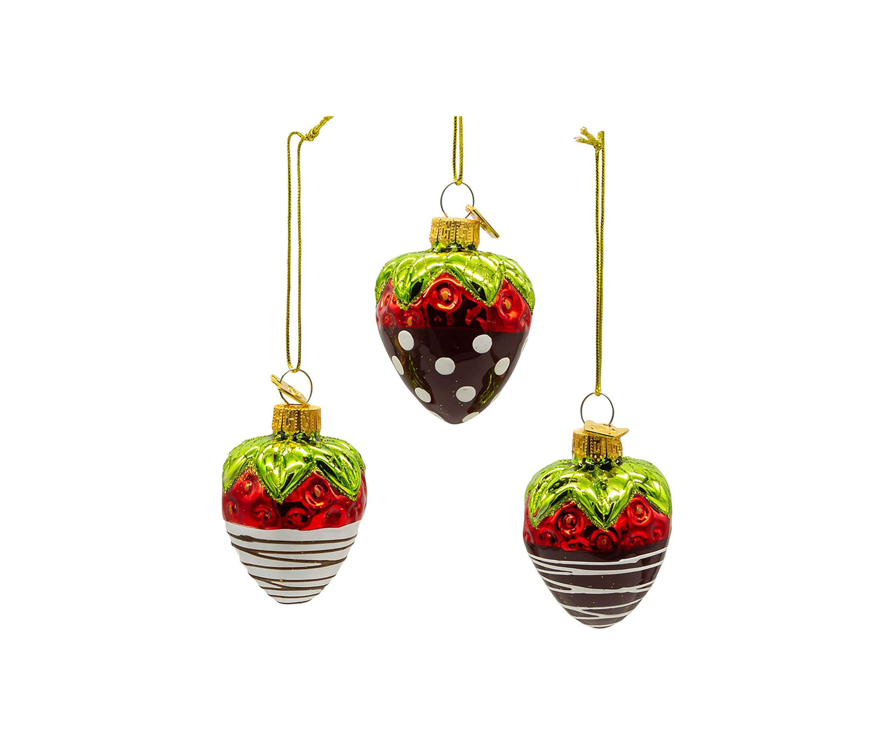 2.36-Inch Noble Gems™ Glass Chocolate Strawberry Ornaments, 6-Piece Box