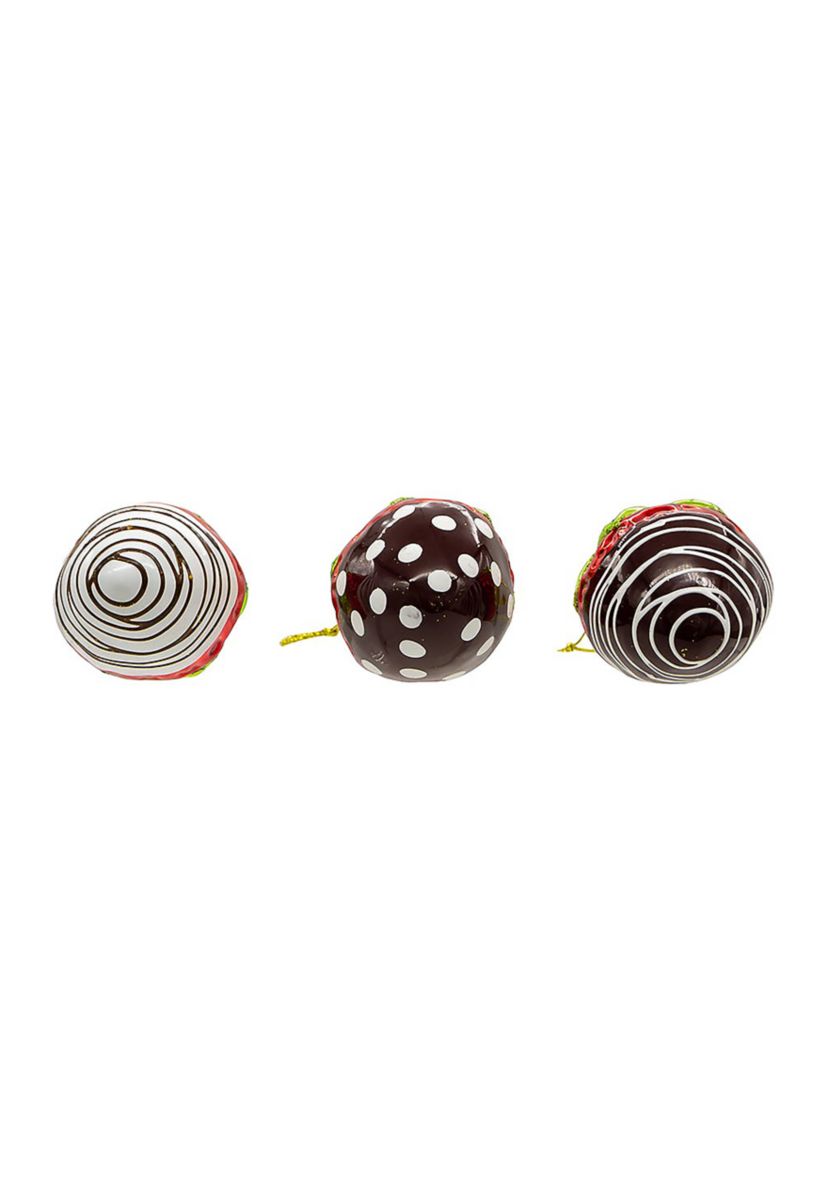 2.36-Inch Noble Gems™ Glass Chocolate Strawberry Ornaments, 6-Piece Box