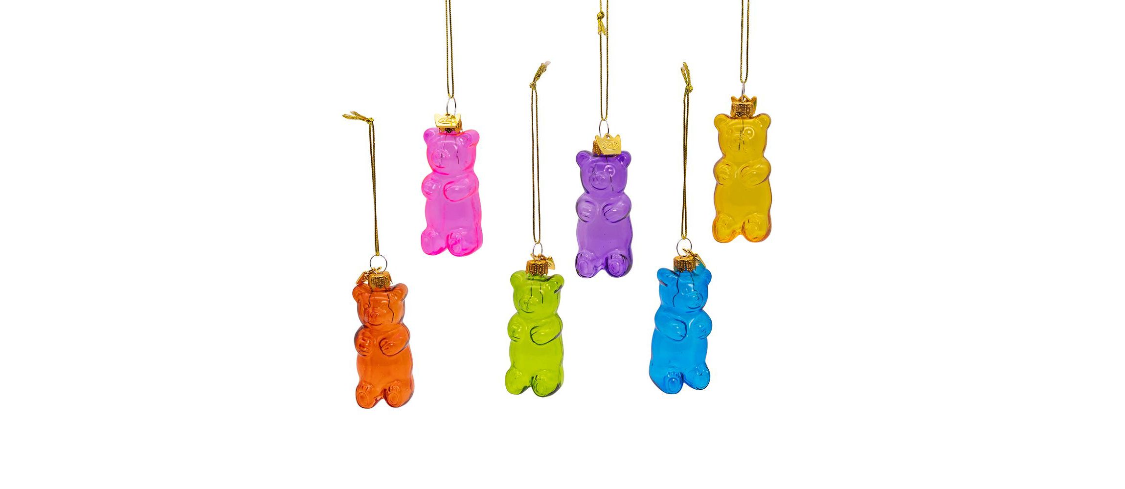 Kurt Adler Noble Gems Glass Gummy Bear Ornaments 6-Piece Set