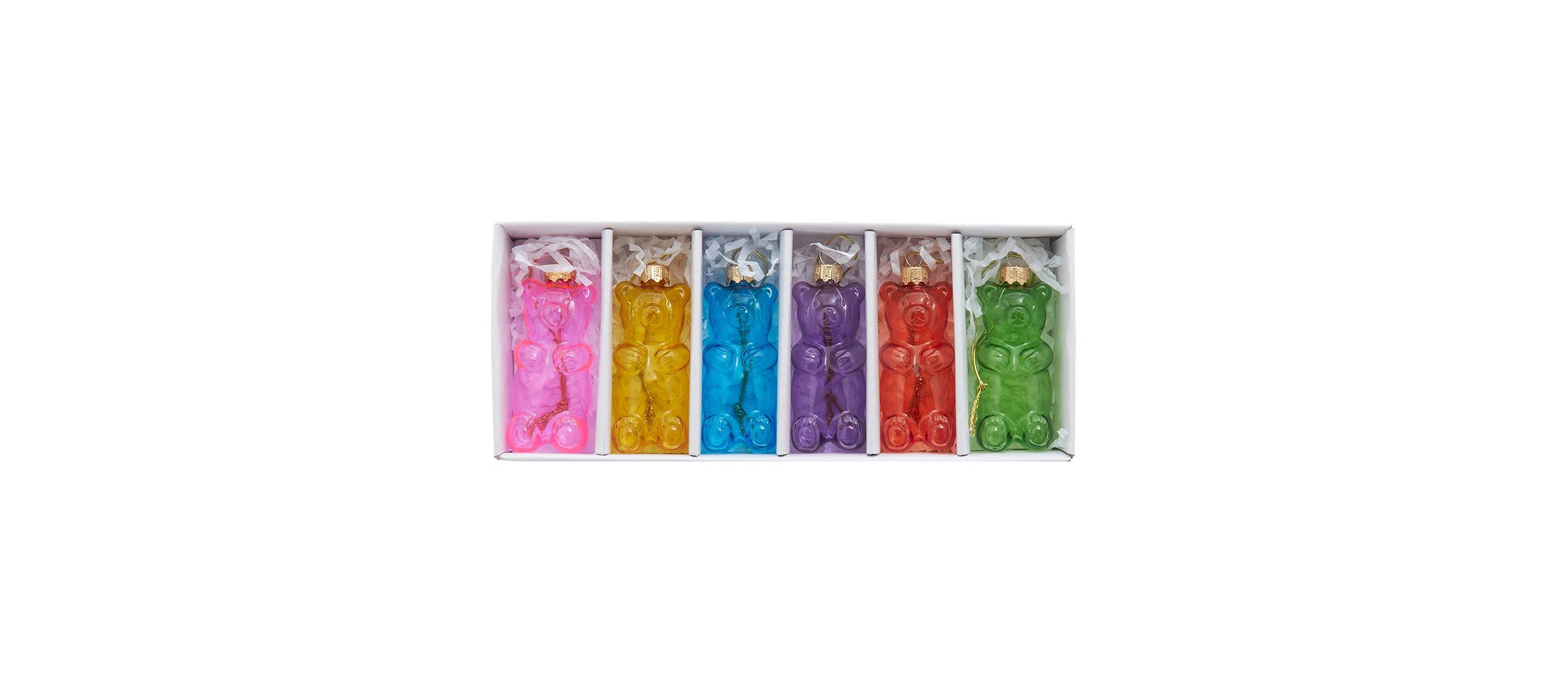 Kurt Adler Noble Gems Glass Gummy Bear Ornaments 6-Piece Set