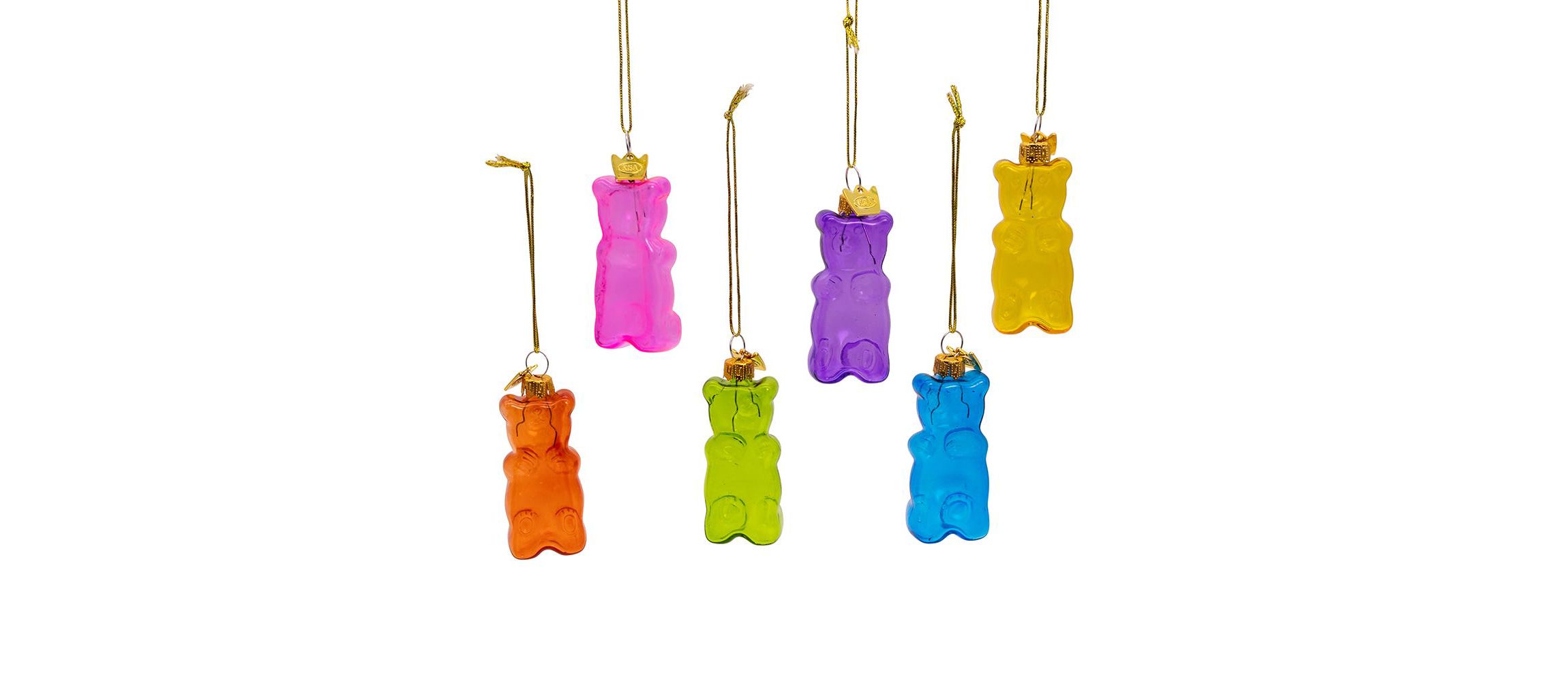 Kurt Adler Noble Gems Glass Gummy Bear Ornaments 6-Piece Set