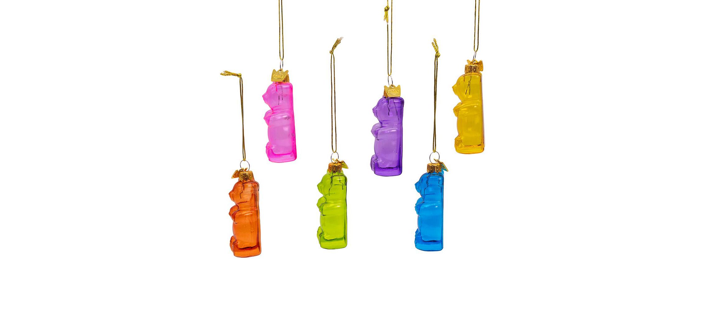 Kurt Adler Noble Gems Glass Gummy Bear Ornaments 6-Piece Set
