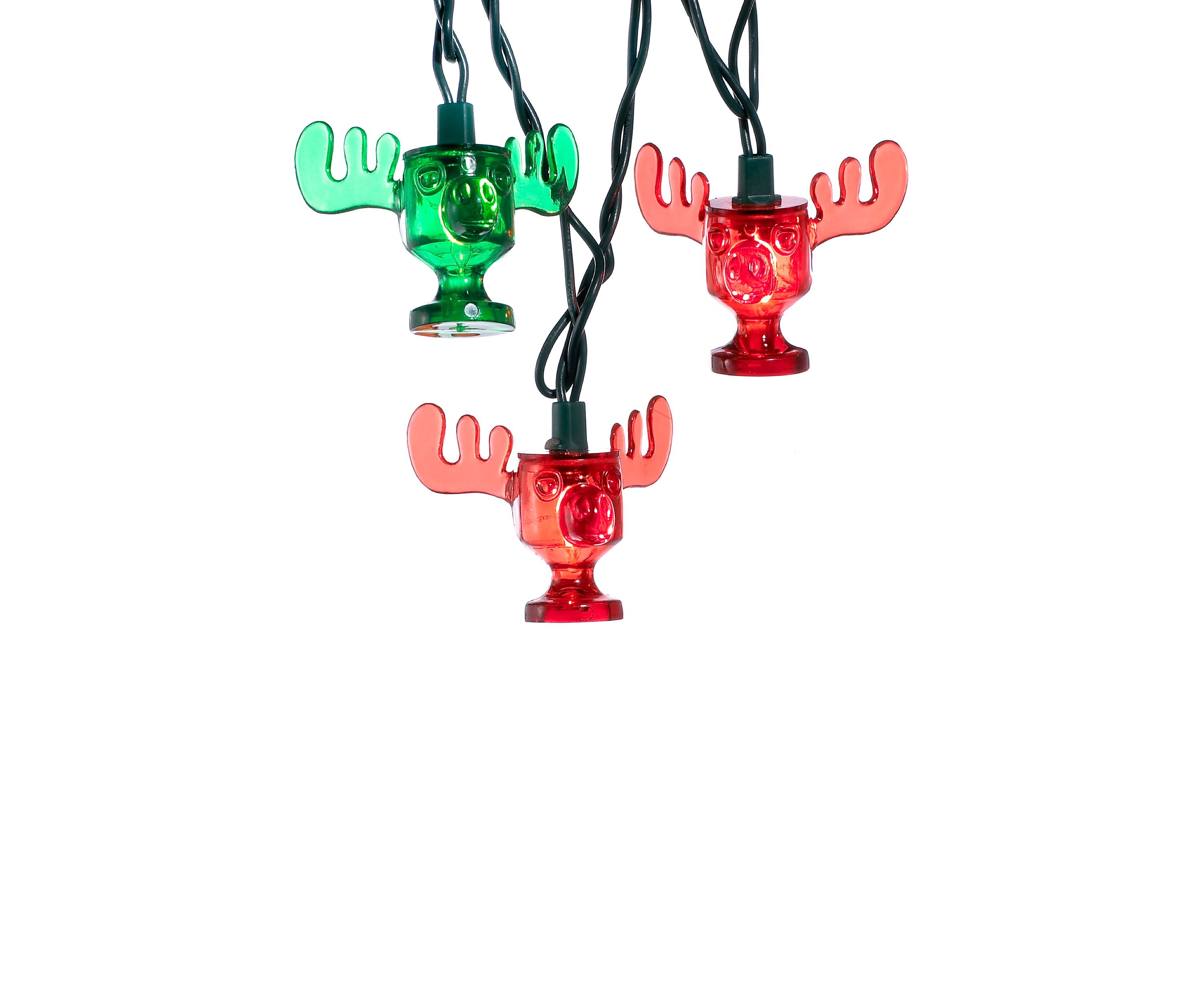 10-Light National Lampoon red and Green Wally World Moose Mug Light Set