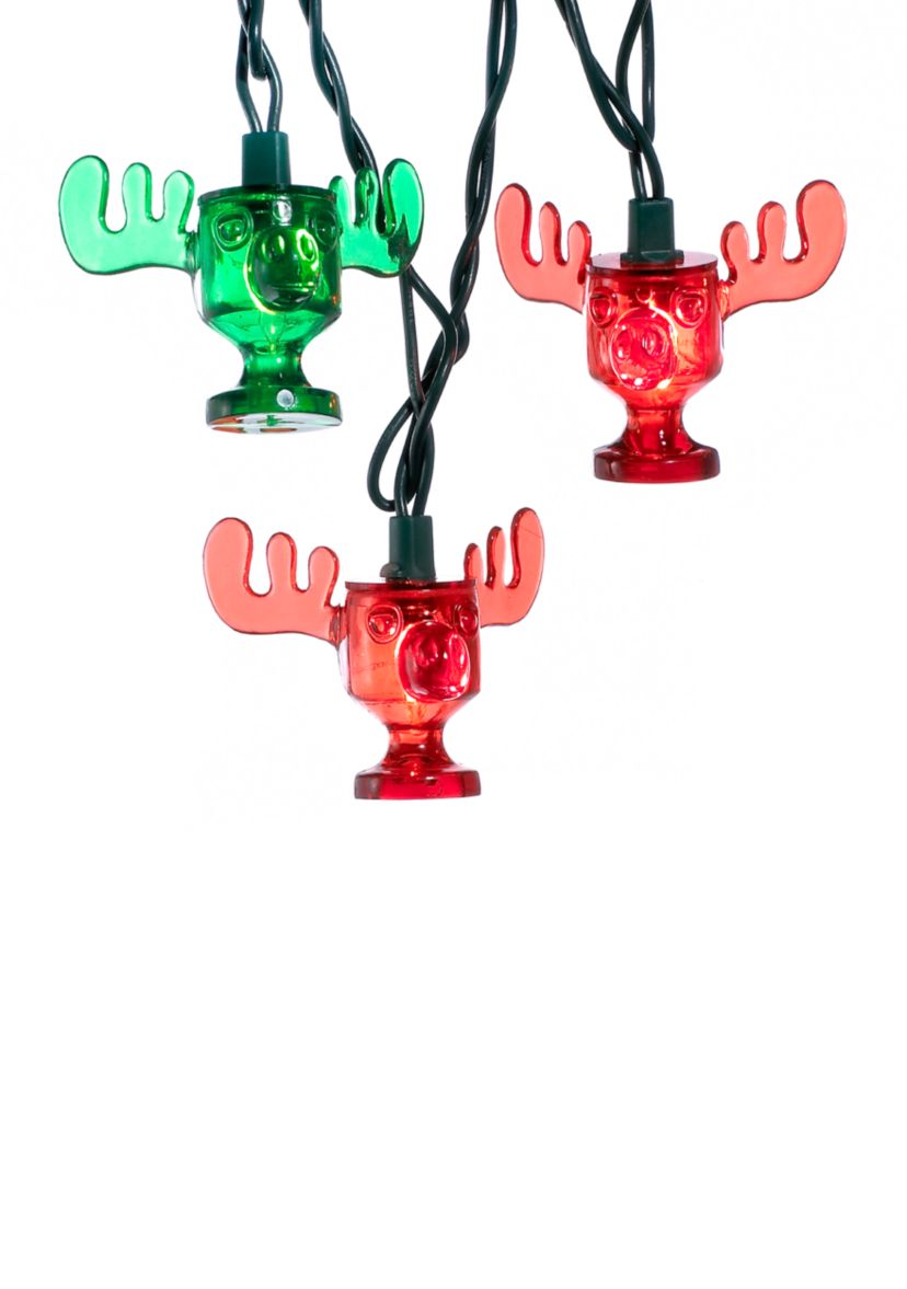 10-Light National Lampoon red and Green Wally World Moose Mug Light Set