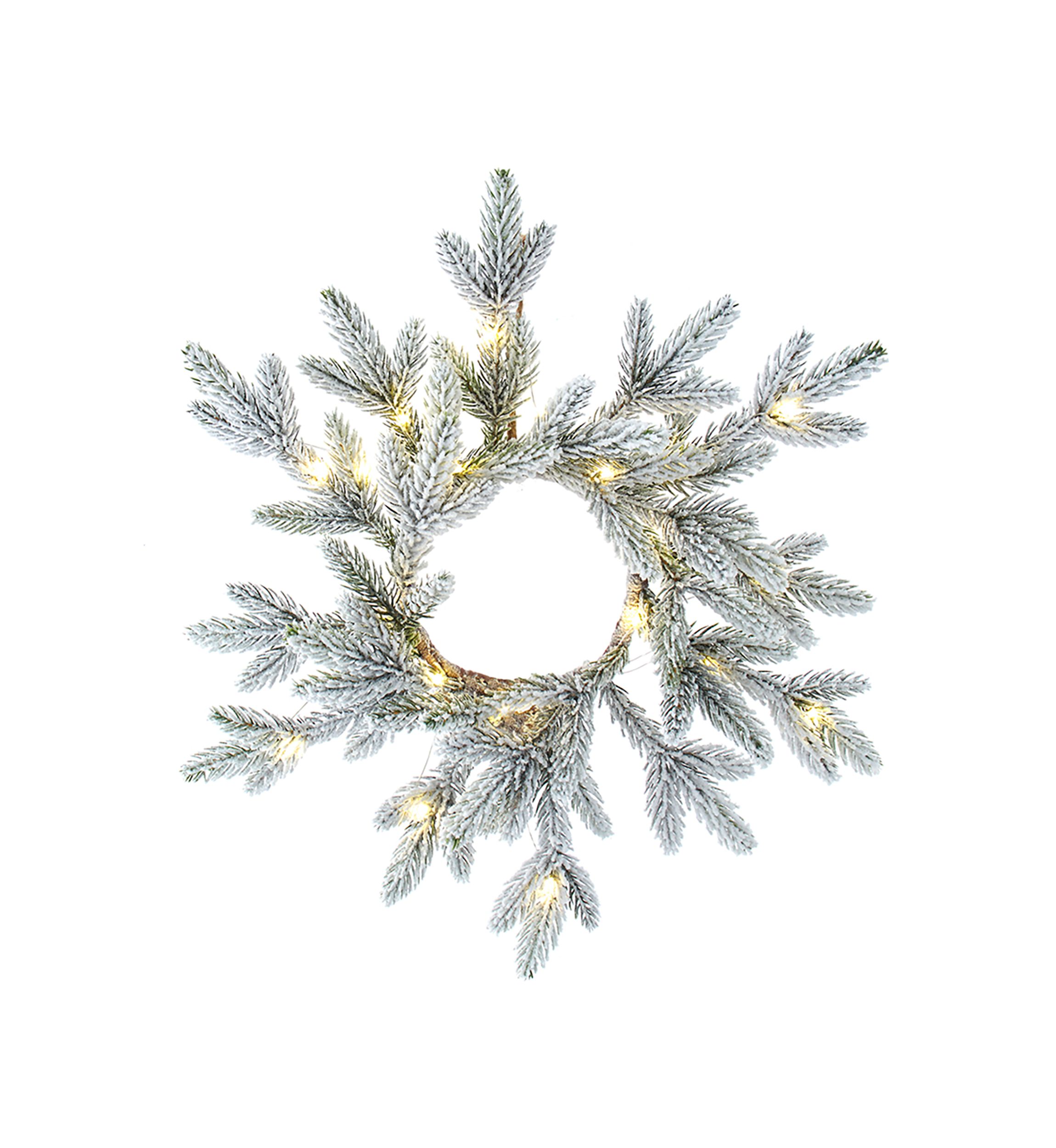 LED Flocked Pine Wreath with 20 Lights