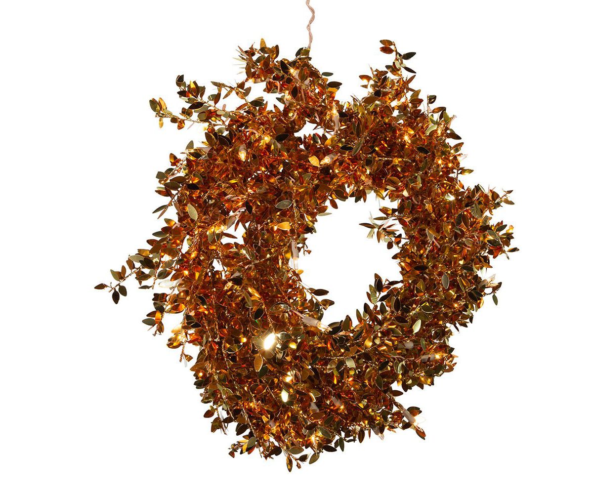 24-Inch Pre-Lit Gold Foil Wreath