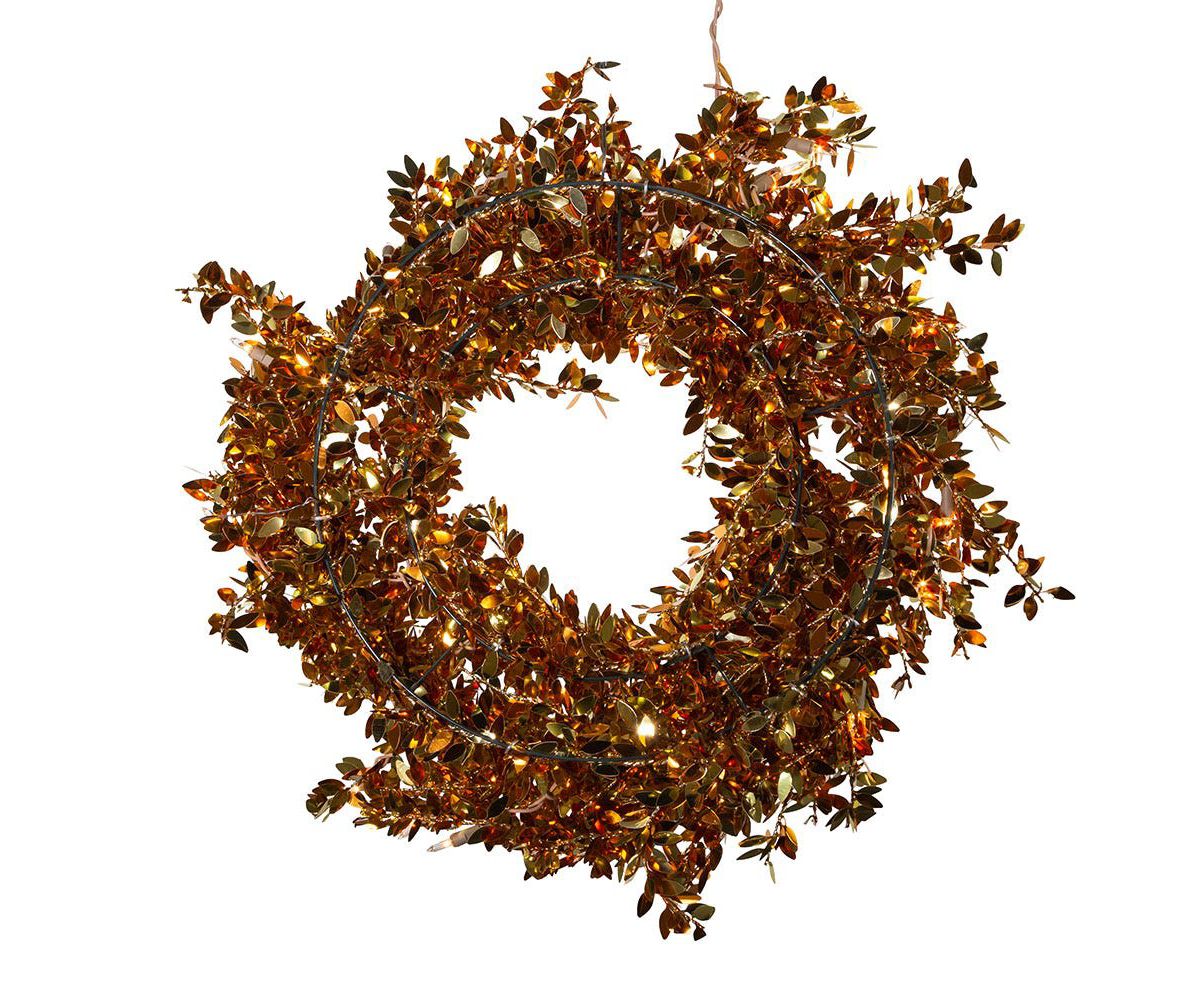 24-Inch Pre-Lit Gold Foil Wreath