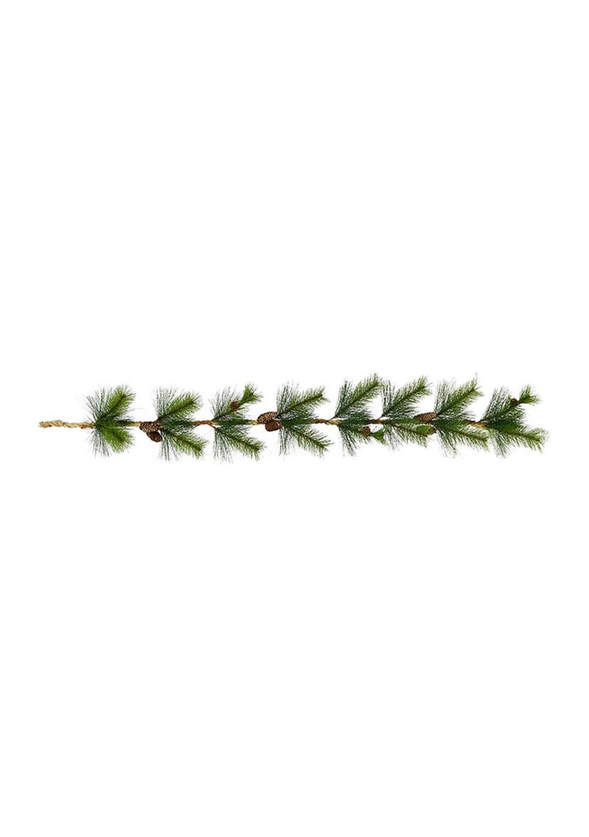 4-Foot Needle Pine Rope Garland with Pinecones