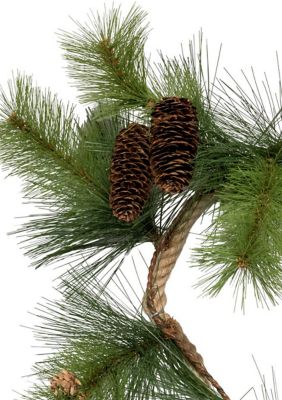 4-Foot Needle Pine Rope Garland with Pinecones