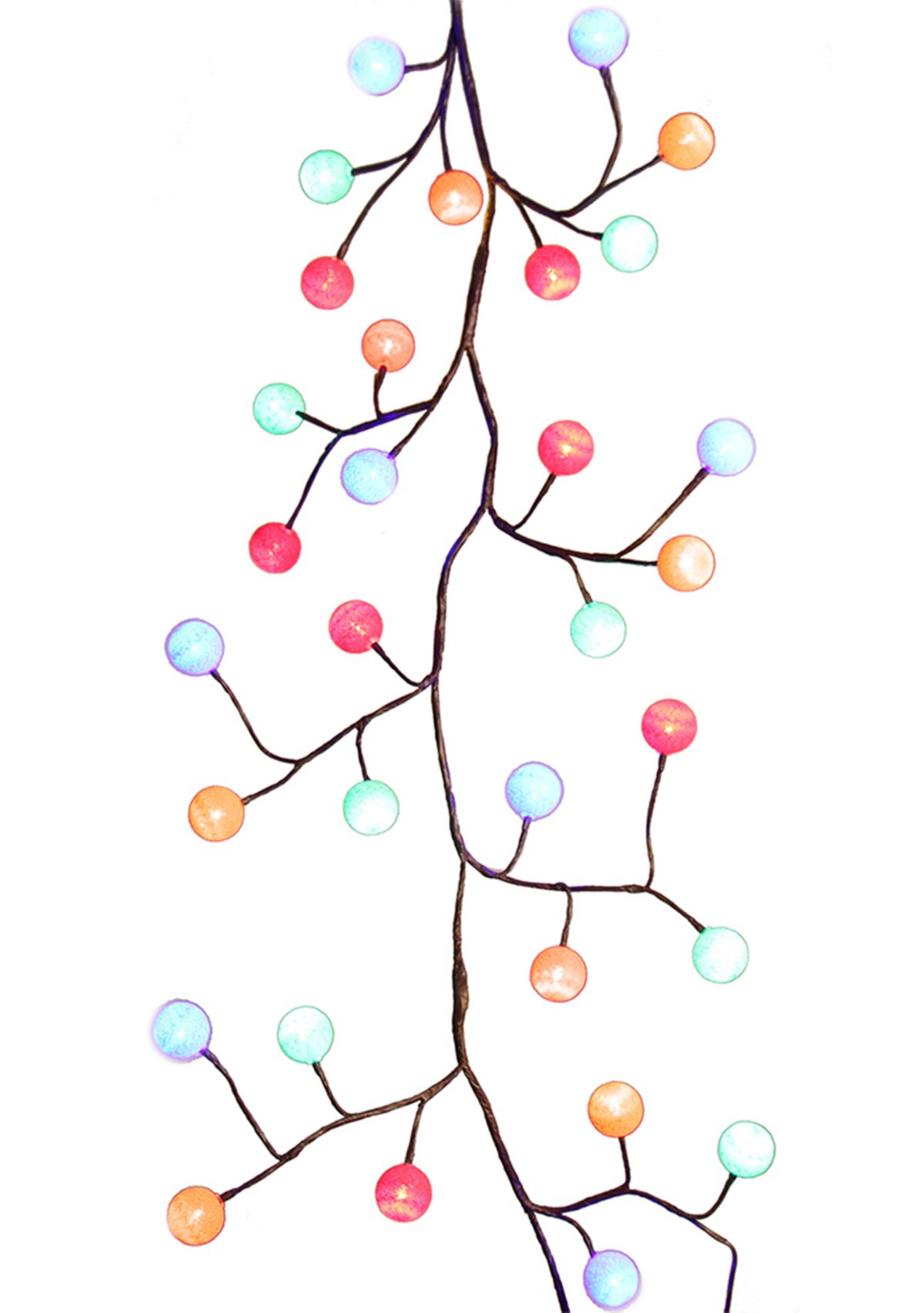  6 Foot 48 Light LED Brown Garland with Cotton Ball 