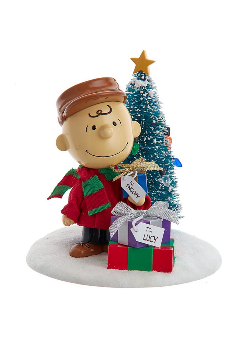 4.5-Inch Fabric Mache Peanuts© Charlie Brown With Tree Table Piece