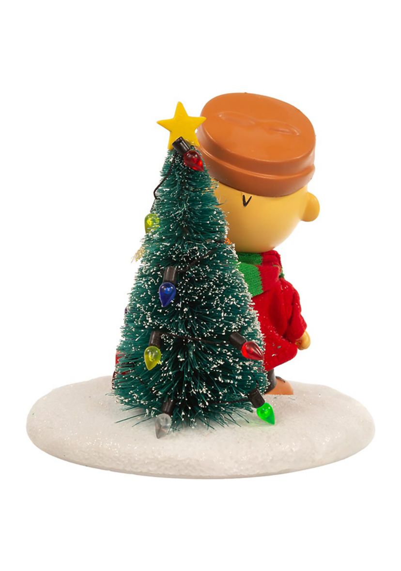 4.5-Inch Fabric Mache Peanuts© Charlie Brown With Tree Table Piece