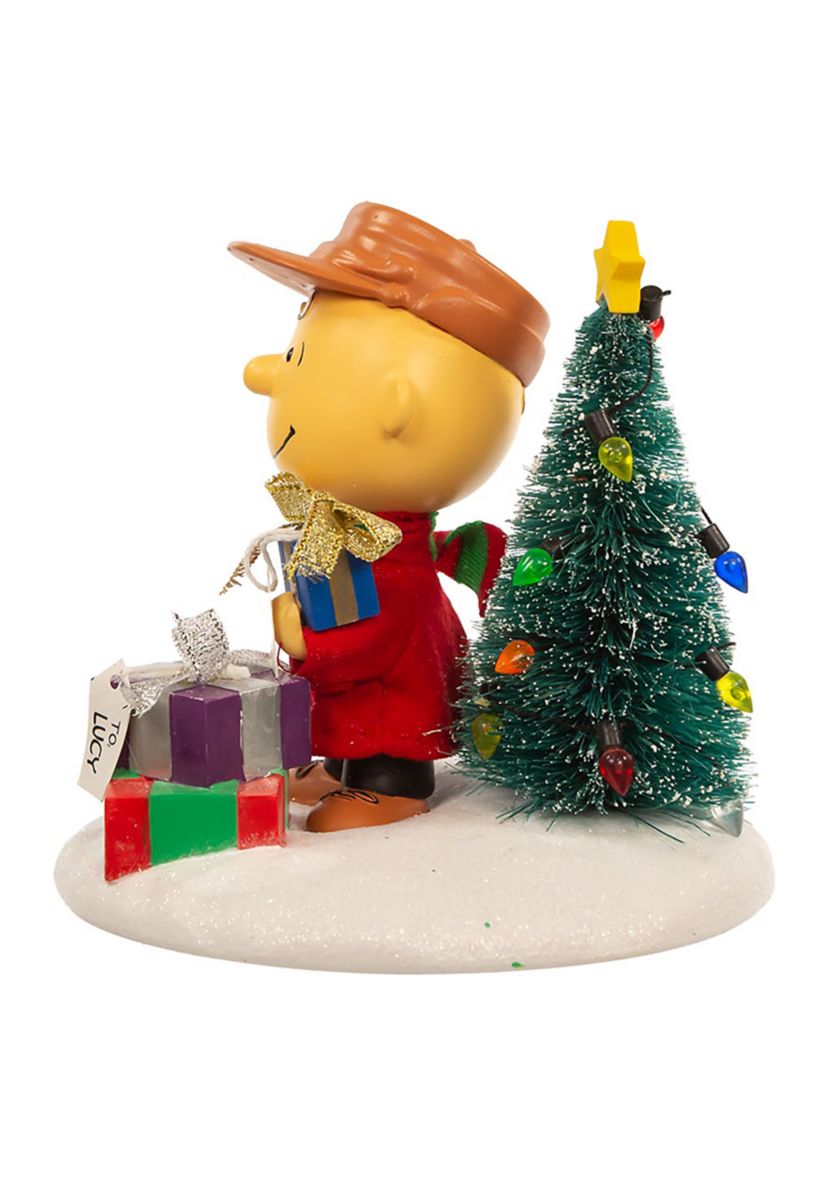 4.5-Inch Fabric Mache Peanuts© Charlie Brown With Tree Table Piece