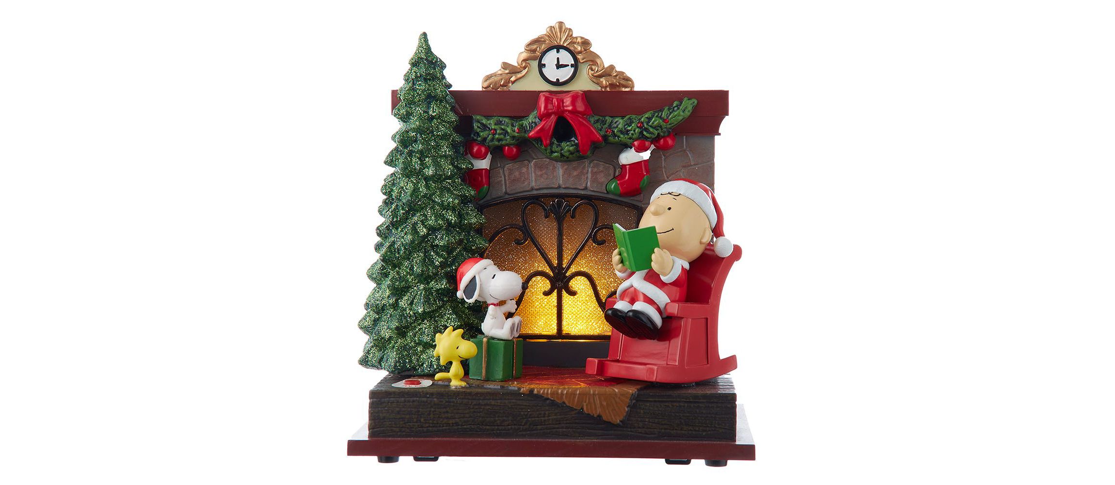 Kurt Adler 6-Inch Peanuts Battery-Operated Musical Fireplace Table Piece